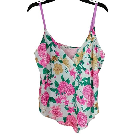 FREE PEOPLE Intimately Handkerchief Hem‎ Floral Satin Cami Tank Sz Small NWOT - Picture 1 of 10